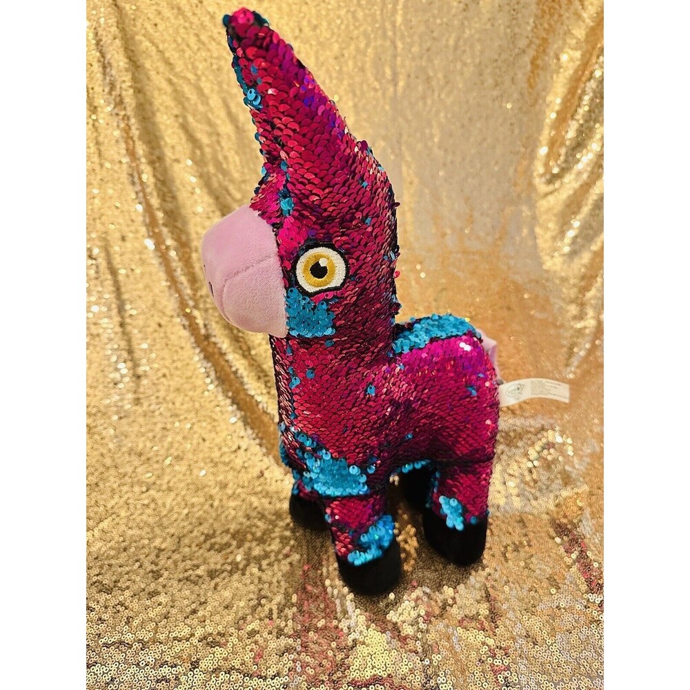 Llama Donkey Plush Flip Reversible Sequins Pink Blue Fortnite 13" P1